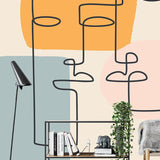 Papier peint panoramique trait esprit illustré, dans une chambre adulte