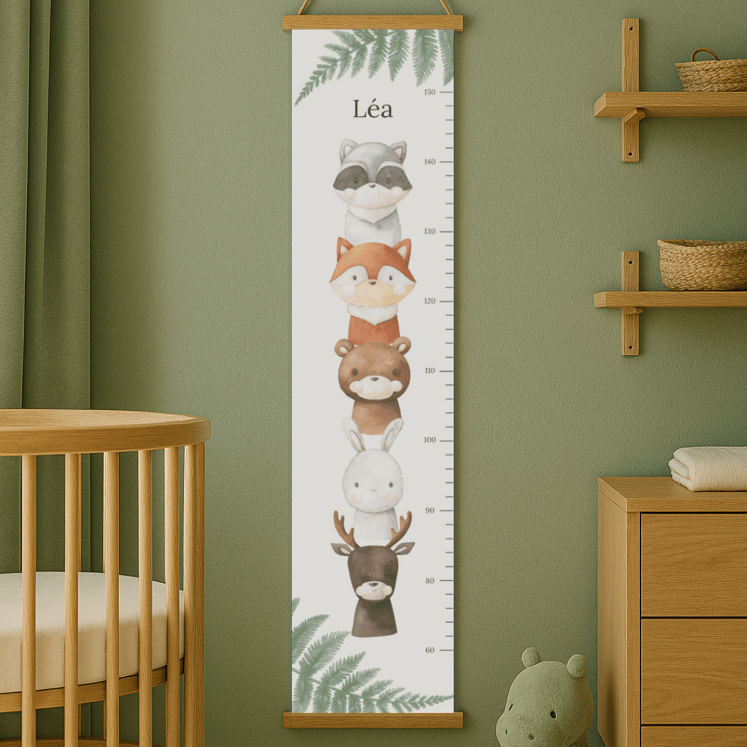 Toise animaux de la forêt illustrée, pour mesurer la taille d'un enfant