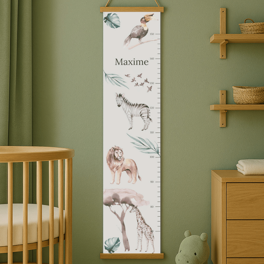 Toise savane illustrée, pour mesurer la taille d'un enfant